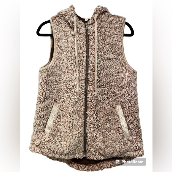 Hem & thread pink blush gold hooded vest size Small - Picture 1 of 8